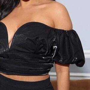 SHEIN V BAR OFF SHOULDER CROP TOP